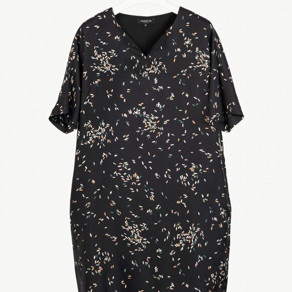 Lafayette 148 Thoren Black Silk Sprinkles-Print Shift Dress - Picture 2 of 11